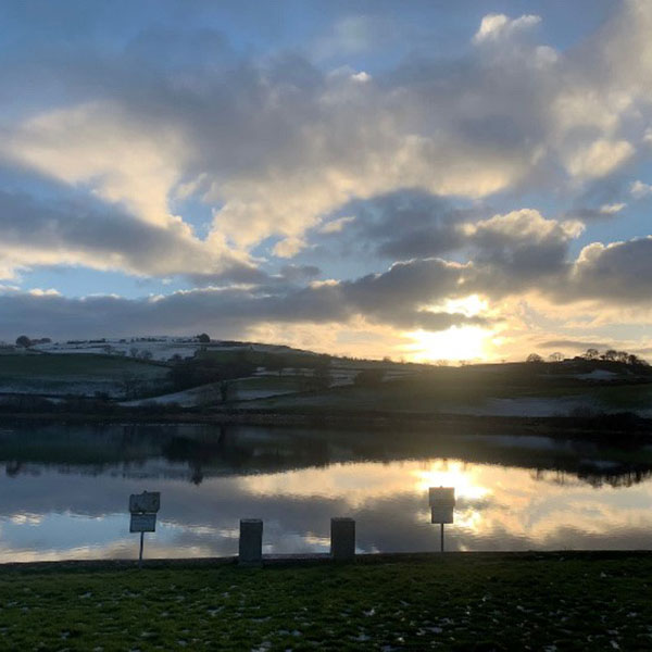 A frosty start to the day sampling in January at Dolwen Reservoir in North Wales